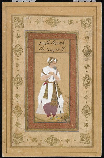 Ein gealterter Höfling aus dem Salim-Album, Manuskriptfolio, ca. 1603 von Mughal School